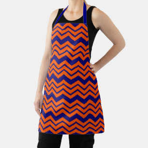 Orange Blue Chevron Zigzag Design Apron