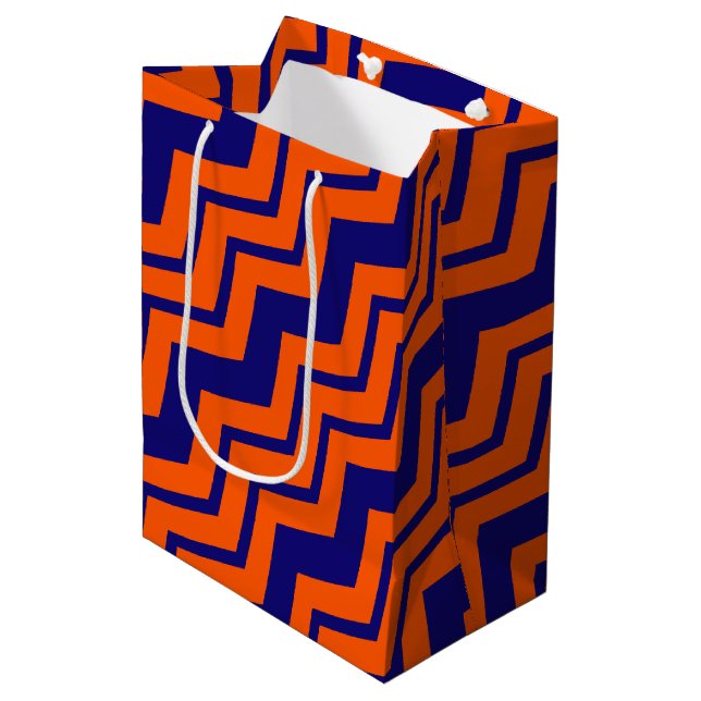 Orange Blue Chevron Zigzag Design  Medium Gift Bag (Front Angled)