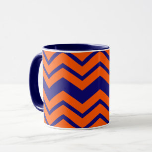 Orange Blue Chevron Zigzag Design  Mug