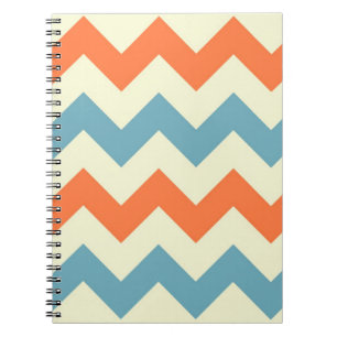 Orange blue chevron zigzag preppy zig zag pattern notebook