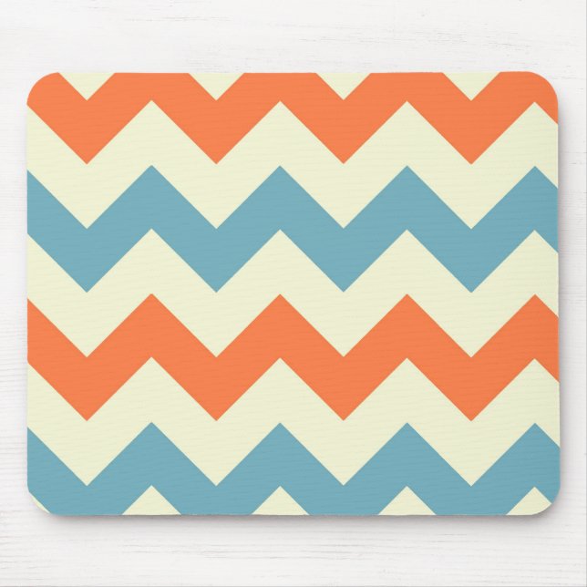 Orange blue chevron zigzag stripes zig zag pattern mouse pad (Front)