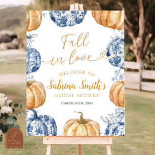 Orange Blue Chinoiserie Pumpkin Bridal Shower Poster