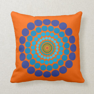 Orange  Blue Circle pattern pillow