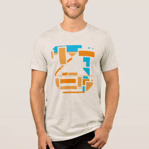Orange Blue Circular Southwest Look Abstract Art Tri-Blend Shirt