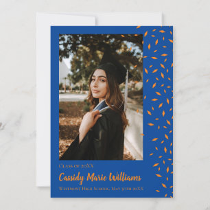 Orange Blue Confetti Graduation Announcement