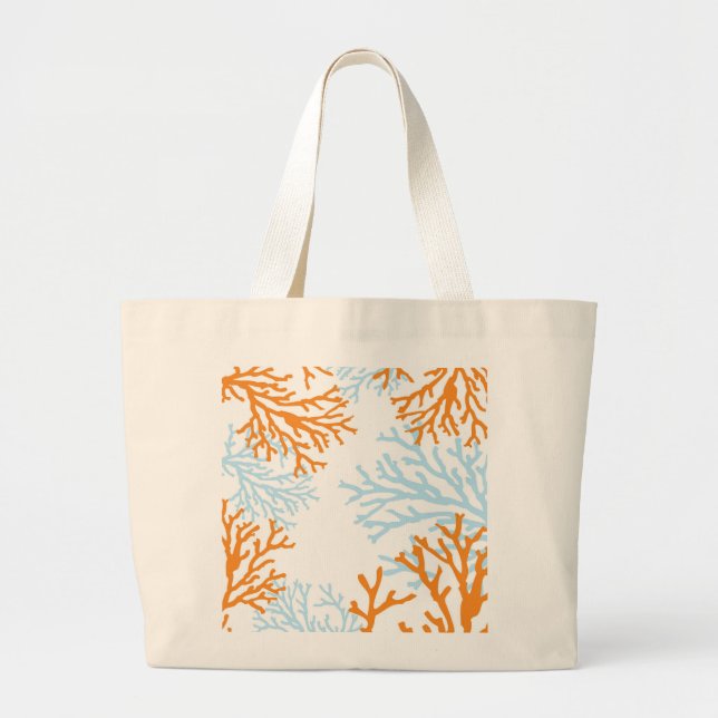 Orange & Blue Coral Tote Bag (Front)