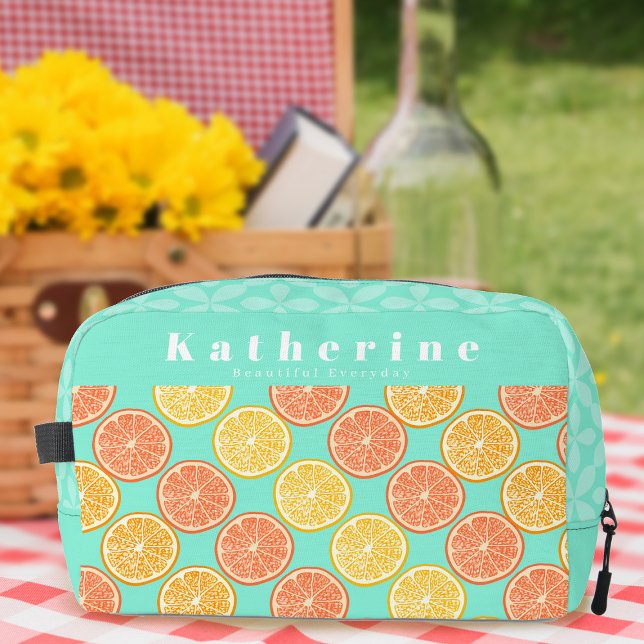 Orange Blue Dopp Kit (Orange Design Teal Blue Dopp Kit Personalized.)