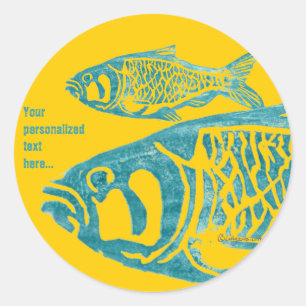 Orange Blue Fishes Personalised Stickers