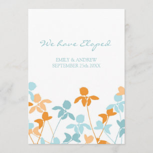 Orange Blue Floral Elopement Announcement Cards