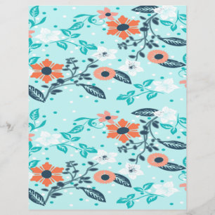 Orange & Blue Floral Scrapbook paper