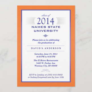Orange & Blue Formal Graduation Party Invitation