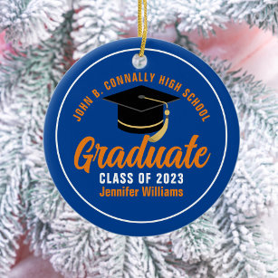 Orange Blue Graduate Personalised 2024 Graduation Ceramic Ornament