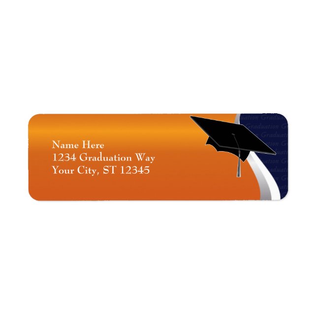 Orange & Blue Graduation Address Label Return Address Label (Front)