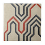 Orange & Blue Graphic Lines Ceramic Tile<br><div class="desc">Graphic orange and blue lines traverse this piece by Chariklia Zarris. The orange line cuts through most of the work,  while the blues lines have a discernable pattern to them. Get yours now!</div>