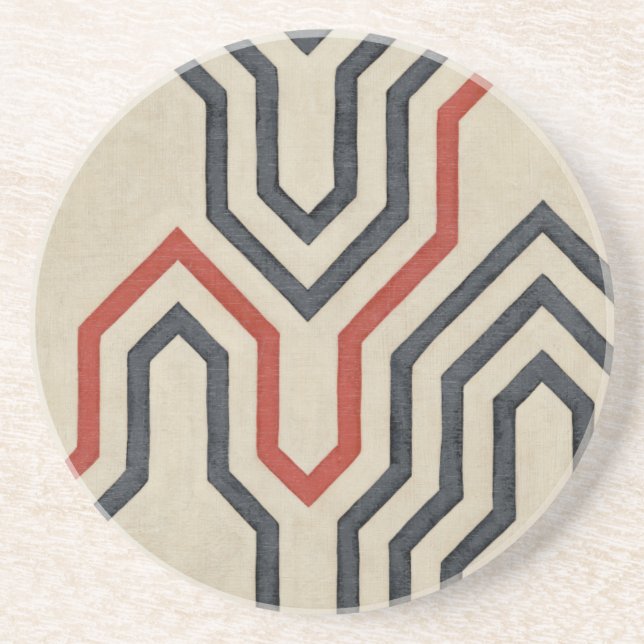 Orange & Blue Graphic Lines Coaster (Front)