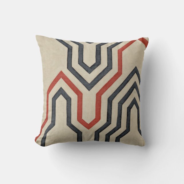 Orange & Blue Graphic Lines Cushion (Front)