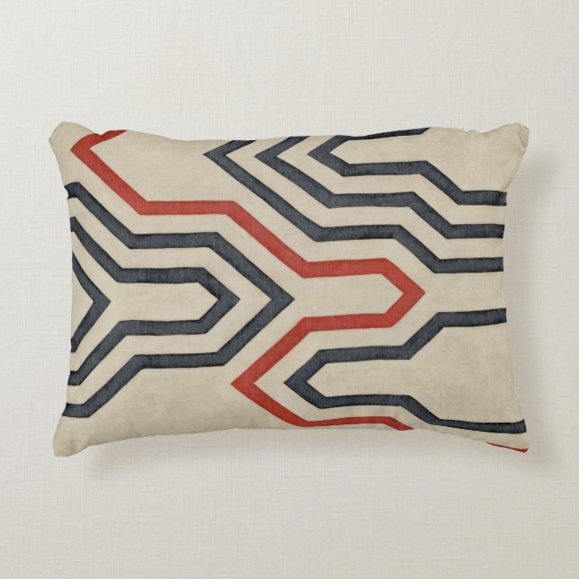 Orange & Blue Graphic Lines Decorative Cushion (Front)