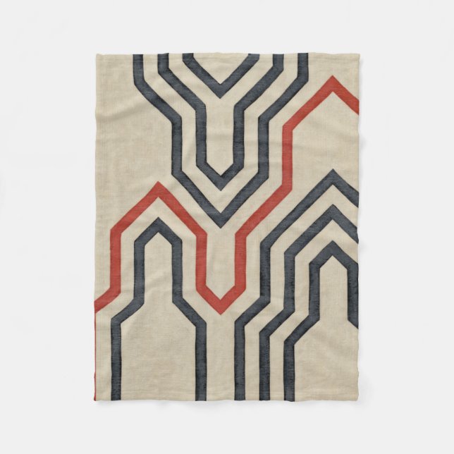 Orange & Blue Graphic Lines Fleece Blanket (Front)
