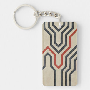 Orange & Blue Graphic Lines Key Ring