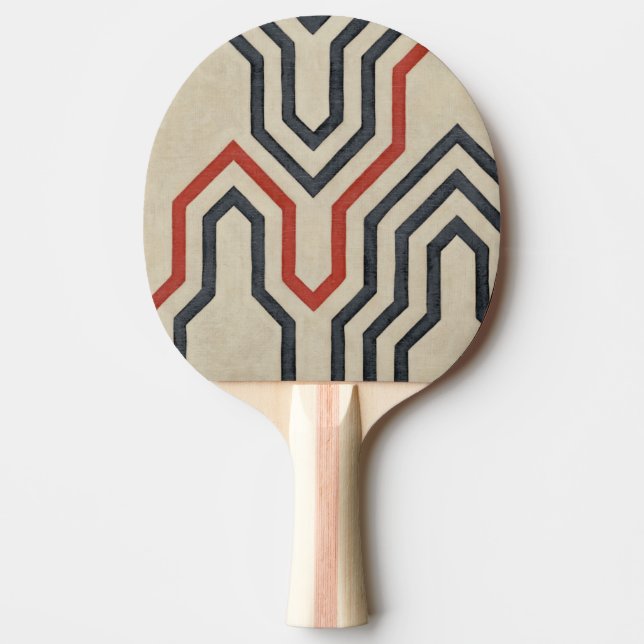 Orange & Blue Graphic Lines Ping Pong Paddle (Front)