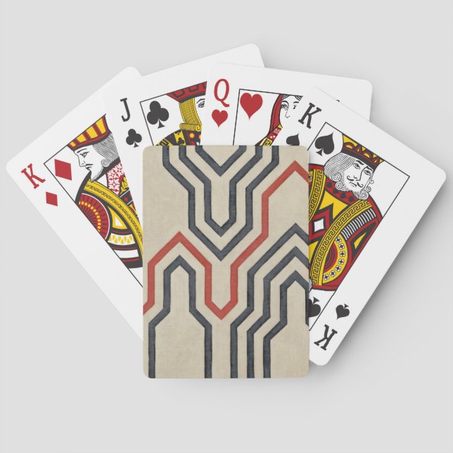 Orange & Blue Graphic Lines Playing Cards (Back)