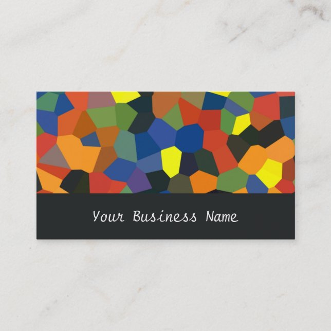 Orange, Blue, Green, Black Abstract Business Card (Front)