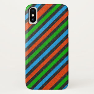 Orange, Blue, Green, Black Glitter Striped STaylor iPhone X Case