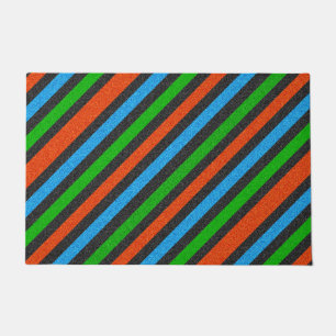 Orange, Blue, Green, Black Glitter Striped STaylor Doormat