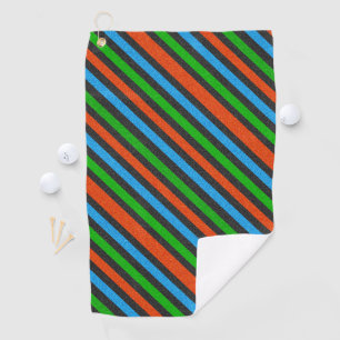 Orange, Blue, Green, Black Glitter Striped STaylor Golf Towel