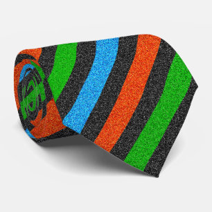 Orange, Blue, Green, Black Glitter Striped STaylor Tie