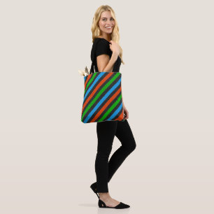 Orange, Blue, Green, Black Glitter Striped STaylor Tote Bag