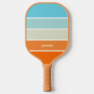 Orange Blue Green Colour Block Stripes Name Pickleball Paddle