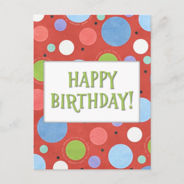 Orange Blue Green Generic Birthday Postcard (Front)