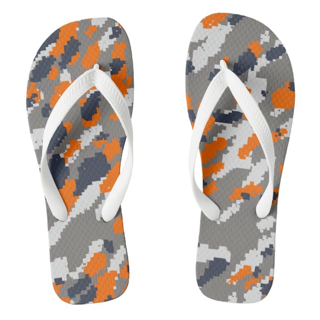 Orange, Blue Grey and White Camo abstract Thongs (Footbed)