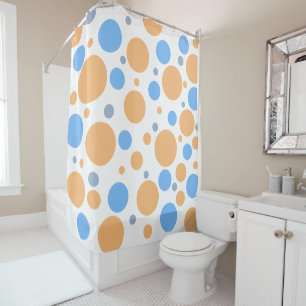 Orange Blue Grey Geometric Circles Shower Curtain