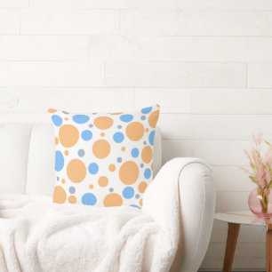 Orange Blue Grey Polka Dots Cushion