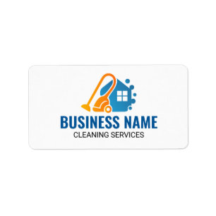 Orange Blue House Vacuum Cleaning Service Label