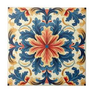 Orange Blue Italian Tile
