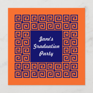 Orange & Blue Key Pattern Party Invitation