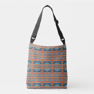 Orange Blue, Light & Dark, Southwest Art Pattern Crossbody Bag
