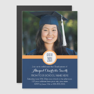 Orange Blue Modern Graduation Party Magnetic Card