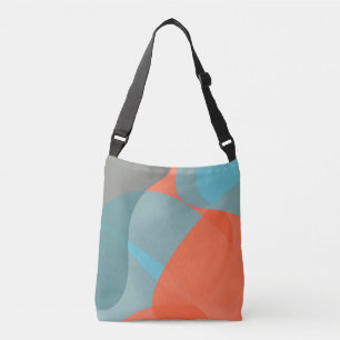 Orange, blue, modern, trendy wavy organic shapes crossbody bag