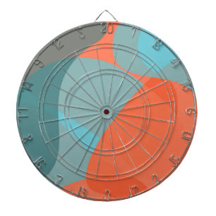 Orange, blue, modern, trendy wavy organic shapes dartboard