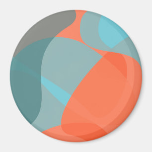 Orange, blue, modern, trendy wavy organic shapes magnet