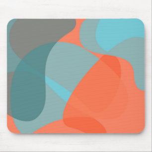 Orange, blue, modern, trendy wavy organic shapes mouse pad