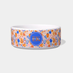 Orange Blue Monogram Fruits Vegetables Bowl