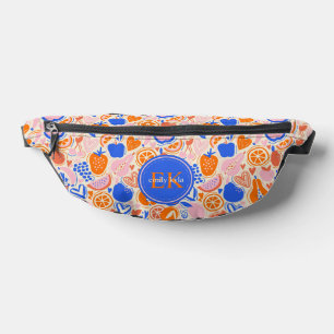 Orange Blue Monogram Fruits Vegetables Bum Bags