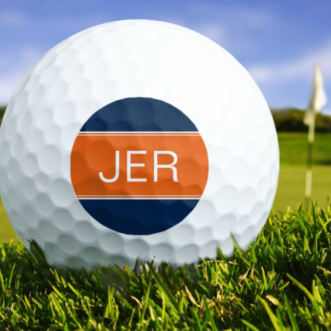 Orange & Blue Monogram Initial Personalised Golfer Golf Balls (Orange & Blue Monogram Initial Personalized Golfer Golf Balls)