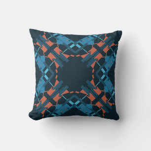 Orange Blue Navy Mediterranean Mandala Mosaic Cushion