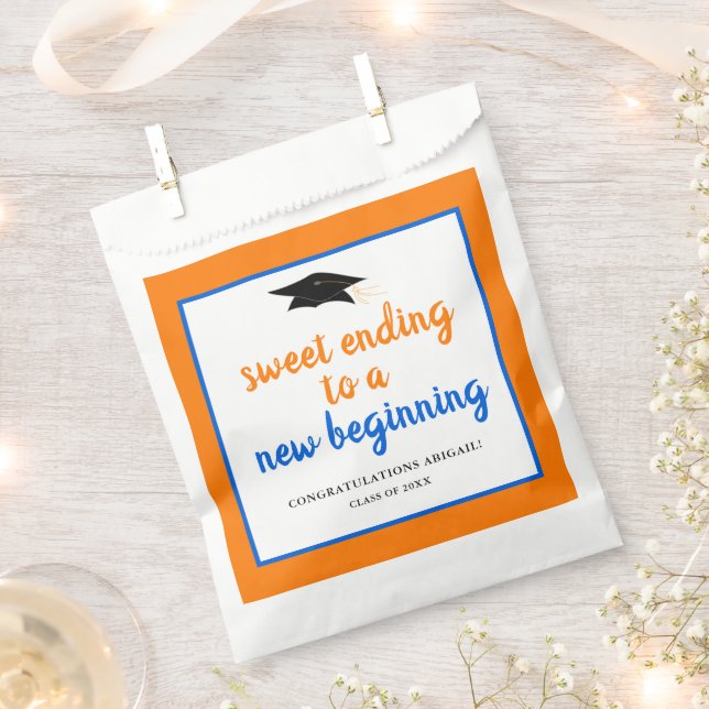 Orange Blue New Beginning Graduation Favour Bag (Clipped)